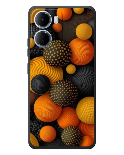 Чехол для Xiaomi Redmi 15a с картинкой «Объемные оранжевые сферы»