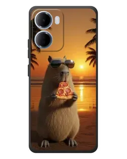Чохол для Xiaomi Redmi 15a з картинкою «Капібара з піцою»
