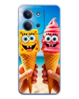 Чехол для Xiaomi Redmi 15C с картинкой «Спанч Боб мороженое»