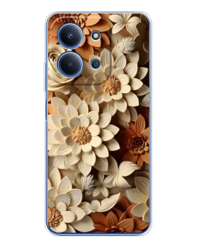 Чехол для Xiaomi Redmi 15C с картинкой «Бежевый флористический декор»