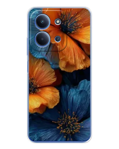 Чехол для Xiaomi Redmi 15C с картинкой «Яркая сине-оранжевая флора» Чехол для Xiaomi Redmi 15C с картинкой «Яркая сине-оранжевая флора»