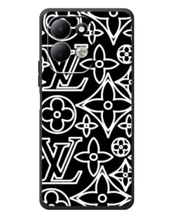 Чехол для Xiaomi Redmi 17 с картинкой «Черно-белый узор LV»