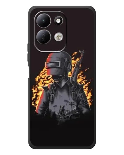 Чехол для Xiaomi Redmi 17 с картинкой «PUBG — огненный силуэт»