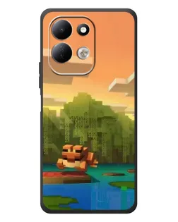 Чехол для Xiaomi Redmi 17 с картинкой «Майнкрафт закат солнца»