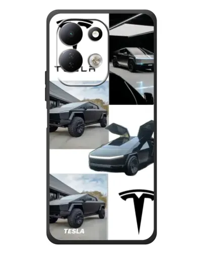 Чехол для Xiaomi Redmi 17 с картинкой «Коллаж Cybertruck Tesla»
