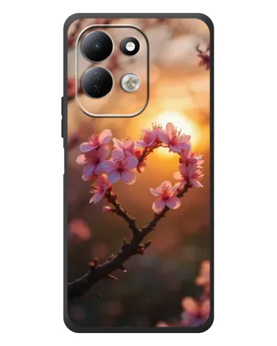 Чехол для Xiaomi Redmi 17 с картинкой «Розовый цвет сердце на фоне заката»