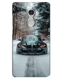 Чохол для Xiaomi Redmi 5 з картинкою «BMW у зимовому лісі»