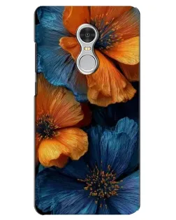 Чехол для Xiaomi Redmi 5 с картинкой «Яркая сине-оранжевая флора»
