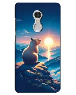 Чехол для Xiaomi Redmi 5 с картинкой «Закат солнца с капибарой»
