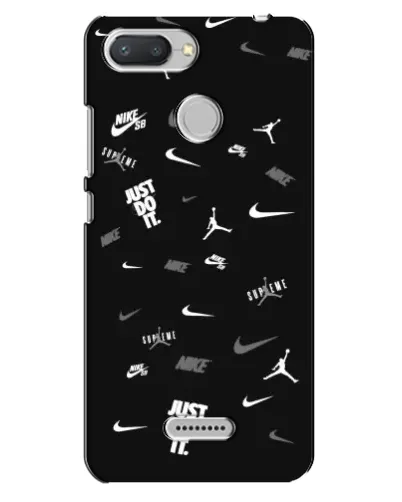 Чехол для Xiaomi Redmi 6 с картинкой «Nike Black Pattern»