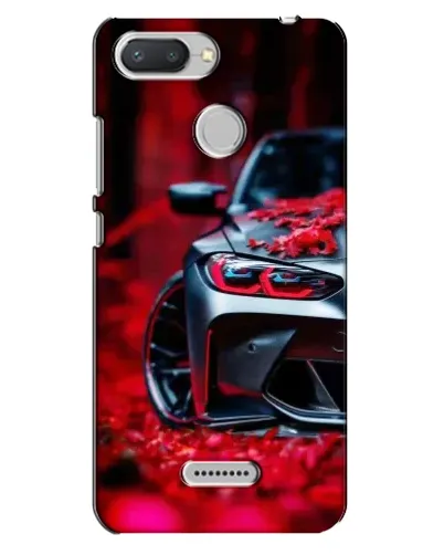 Чехол для Xiaomi Redmi 6 с картинкой «Спортивная BMW и цветы»