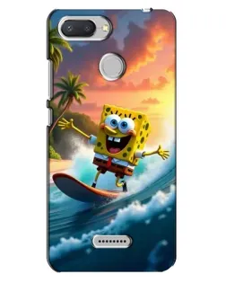 Чехол для Xiaomi Redmi 6 с картинкой «Губка Боб серфингист»