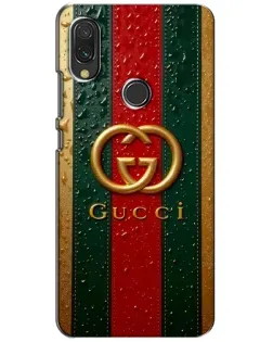 Чехол для Xiaomi Redmi 7 с картинкой «Gucci — фирменная полоса и золото»