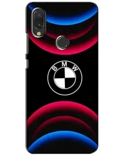 Чехол для Xiaomi Redmi 7 с картинкой «Логотип BMW и неоновые дуги»