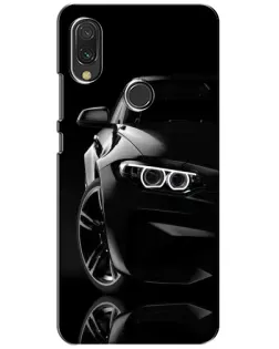 Чехол для Xiaomi Redmi 7 с картинкой «Черная BMW — профиль»