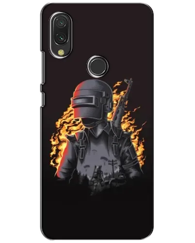 Чехол для Xiaomi Redmi 7 с картинкой «PUBG — огненный силуэт»