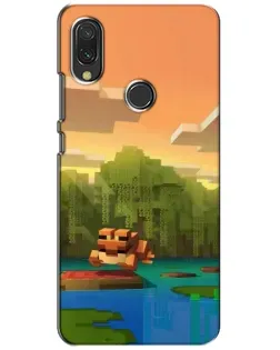 Чохол для Xiaomi Redmi 7 з картинкою «Майнкрафт захід сонця»