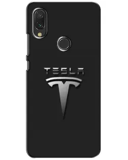 Чехол для Xiaomi Redmi 7 с картинкой «Стальной логотип Tesla»