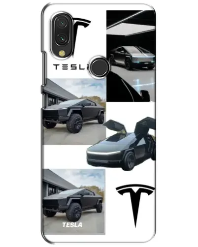 Чехол для Xiaomi Redmi 7 с картинкой «Коллаж Cybertruck Tesla»