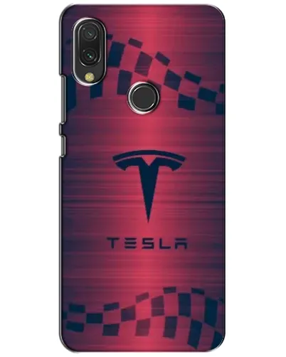 Чехол для Xiaomi Redmi 7 с картинкой «Тесла красный карбон»