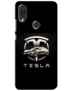 Чехол для Xiaomi Redmi 7 с картинкой «Tesla — серебристое авто»