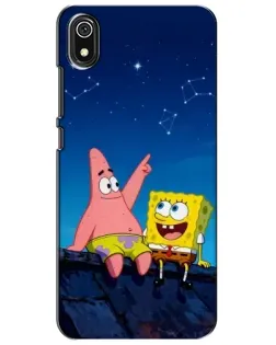 Чехол для Xiaomi Redmi 7A с картинкой «Губка Боб и Патрик ночью»