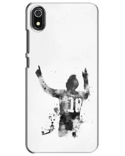 Чехол для Xiaomi Redmi 7A с картинкой «Черно-белый силуэт Месси»