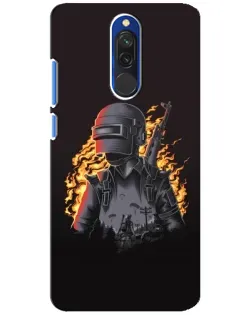 Чехол для Xiaomi Redmi 8 с картинкой «PUBG — огненный силуэт»