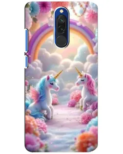 Чехол для Xiaomi Redmi 8 с картинкой «Радуга и единороги»