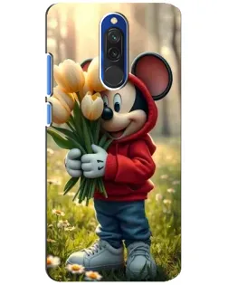 Чехол для Xiaomi Redmi 8 с картинкой «Микки с тюльпанами»