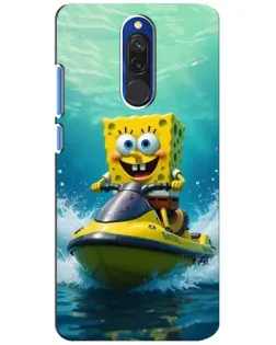 Чохол для Xiaomi Redmi 8 з картинкою «Спанч Боб на гідроциклі»