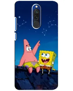 Чохол для Xiaomi Redmi 8 з картинкою «Губка Боб та Патрік вночі»