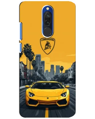 Чехол для Xiaomi Redmi 8 с картинкой «Желтый Lamborghini город»