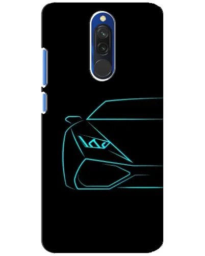 Чехол для Xiaomi Redmi 8 с картинкой «Голубой силуэт Lamborghini»
