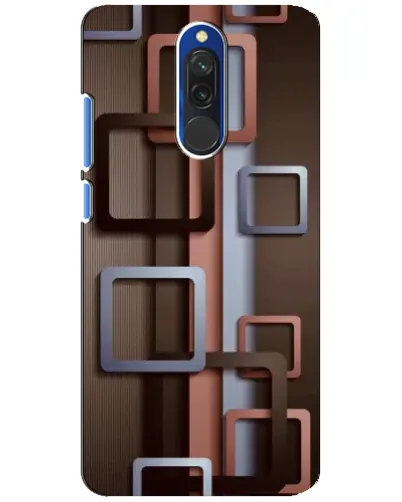 Чехол для Xiaomi Redmi 8 с картинкой «Коричневые объемные квадраты»