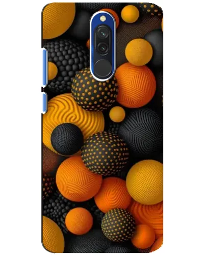 Чехол для Xiaomi Redmi 8 с картинкой «Объемные оранжевые сферы»