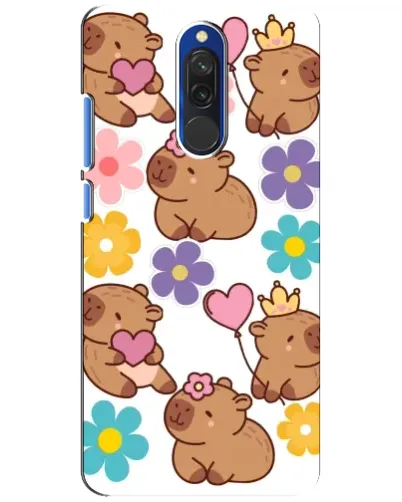 Чехол для Xiaomi Redmi 8 с картинкой «Цветочный паттерн капибар»