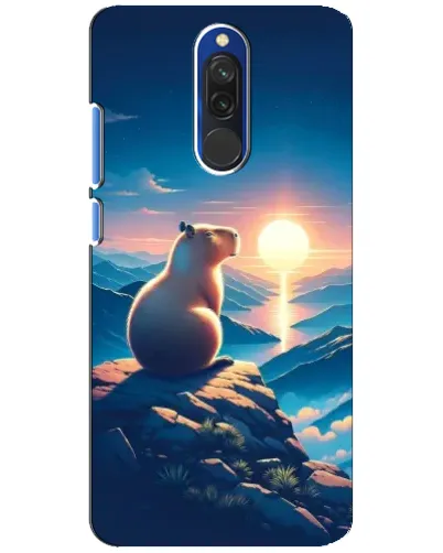 Чехол для Xiaomi Redmi 8 с картинкой «Закат солнца с капибарой»