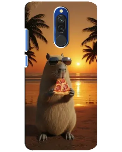 Чехол для Xiaomi Redmi 8 с картинкой «Капибара с пиццей»