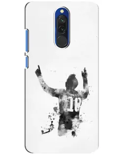Чохол для Xiaomi Redmi 8 з картинкою «Чорно-білий силует Мессі»
