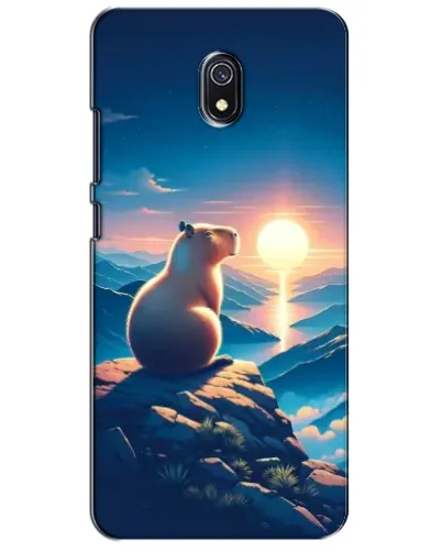 Чехол для Xiaomi Redmi 8A с картинкой «Закат солнца с капибарой»