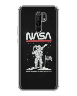 Чохол для Xiaomi Redmi 9 з картинкою «NASA — крокуємо по Місяцю»