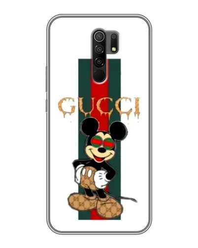 Чехол для Xiaomi Redmi 9 с картинкой «Микки Маус Gucci — полосы» Чехол для Xiaomi Redmi 9 с картинкой «Микки Маус Gucci — полосы»