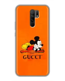 Чехол для Xiaomi Redmi 9 с картинкой «Микки Маус Gucci — оранж»