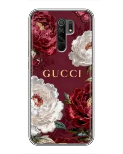 Чехол для Xiaomi Redmi 9 с картинкой «Gucci — бордовые розы»