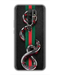 Чехол для Xiaomi Redmi 9 с картинкой «Gucci — змея на полосе»