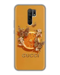 Чехол для Xiaomi Redmi 9 с картинкой «Gucci — золотые бабочки»