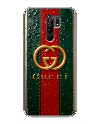 Чехол для Xiaomi Redmi 9 с картинкой «Gucci — фирменная полоса и золото» Чехол для Xiaomi Redmi 9 с картинкой «Gucci — фирменная полоса и золото»