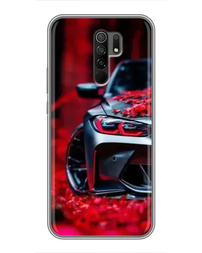 Чехол для Xiaomi Redmi 9 с картинкой «Спортивная BMW и цветы»