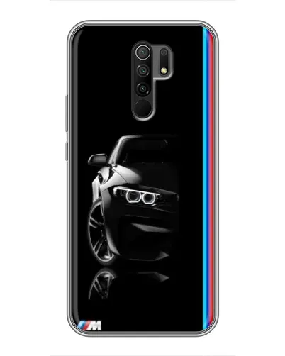 Чехол для Xiaomi Redmi 9 с картинкой «Силуэт BMW в темноте»